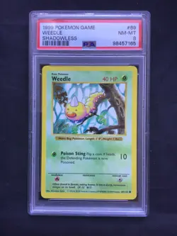 Pokemon Cards: Base Set Shadowless Common: Weedle 69/102 PSA 8 - Image 2
