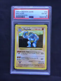 Pokemon Cards: Base Set Shadowless Uncommon: Machoke 34/102 PSA 6 - Image 2