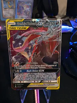 Pokemon Greninja & Zoroark GX Card 107/214 Sun and Moon Unbroken Bonds - Image 1