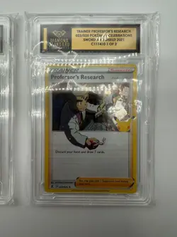 Mew 011/025 & Professor's Research 023/025 Pokemon TCG Celebrations Graded Cards - Image 3