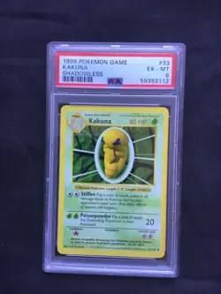 Pokemon Cards: Base Set Shadowless Uncommon: Kakuna 33/102 PSA 6 - Image 1