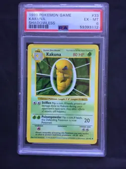 Pokemon Cards: Base Set Shadowless Uncommon: Kakuna 33/102 PSA 6 - Image 2