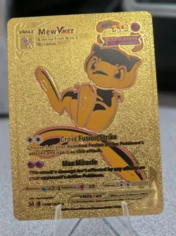 Pokemon Mew VMAX Gold Foil Fan Art Collector Card TCG Black Yellow Fusion Strike - Image 1