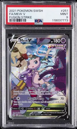 2021 POKEMON SWORD & SHIELD FUSION STRIKE #251 FULL ART/MEW V PSA 9 - Image 1