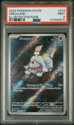 2023 Pokemon SVI EN Illustration Rare #214 Greavard PSA MINT 9 - Image 1