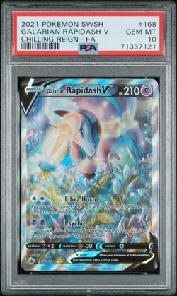 PSA 10 Galarian Rapidash V 168/198 Chilling Reign Alternate Art Pokemon English - Image 1