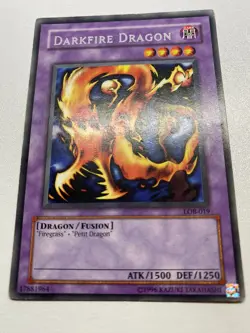 Yu-Gi-Oh! Darkfire Dragon Rare Unlimited LOB-019 HP - Image 1