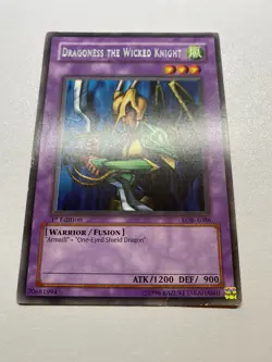 Dragoness The Wicked Knight 1st Rare Australian LOB-A086 HP DAMAGED Yu-Gi-Oh! - Image 1