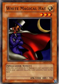Yu-Gi-Oh TCG White Magical Hat DB1-EN151 Unlimited Regular Common Card Played LP - Image 1