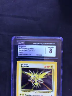 Pokemon Cards: Base Set Rare Holo: Zapdos 16/102 CGC 8 - Image 3