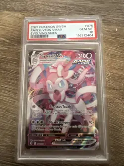 Pokemon TCG Sylveon VMAX Evolving Skies Holo Ultra Rare Card PSA 10 075/203 - Image 1