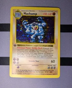1st Edition Machamp Holo Shadowless Pokemon Card Base Set 8/102 - Image 1