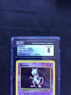 Pokemon Cards: Base Set Rare Holo: Mewtwo 10/102 CGC 8 - Image 3