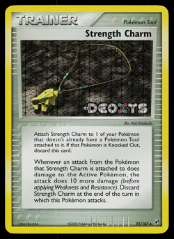 Pokemon Card - Strength Charm Deoxys 92/107 Reverse Holo Stamped - Image 1