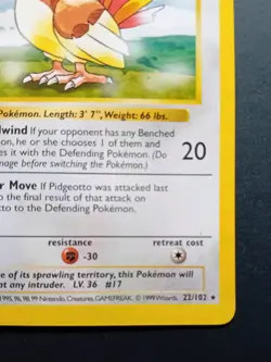 Pokemon Cards: Base Set 1st Edition Rare: Pidgeotto 22/102 - Image 5