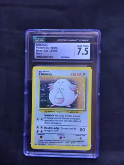 Pokemon Cards: Base Set Rare Holo: Chansey 3/102 CGC 7.5 - Image 1