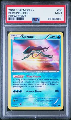 2016 POKEMON XY BREAKPOINT #30 SUICUNE-HOLO PSA 9 - Image 1