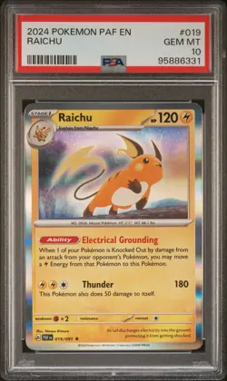 2024 POKEMON PAF EN-PALDEAN FATES #019 RAICHU PSA 10 - Image 1