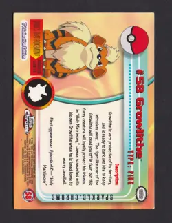GROWLITHE #58 TOPPS Chrome Sparkle (MP) Moderate Play - Image 2