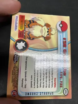 GROWLITHE #58 TOPPS Chrome Sparkle (MP) Moderate Play - Image 3