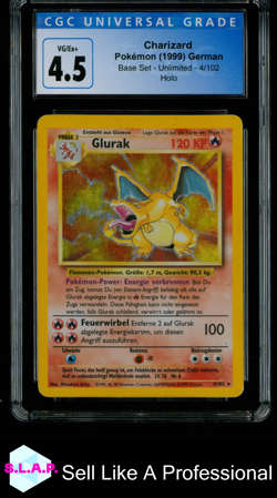 CHARIZARD BASE SET - UNLIMITED HOLO 4/102 POKEMON CGC 4 - Image 1