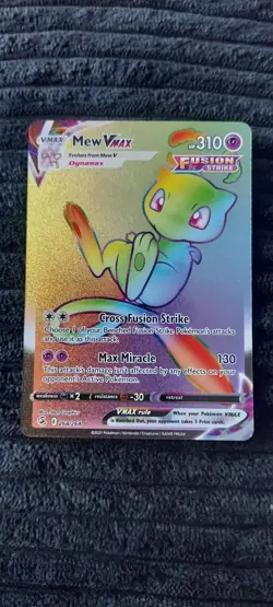 Pokemon Mew VMAX TCG Fusion Strike Secret Rare Holo Card 268/264 Rainbow - Image 1