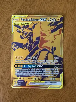 Pikachu & Zekrom GX GOLD CARD BLACK STAR PROMO SM248 ULTRA RARE 2021 Pokemon TCG - Image 1