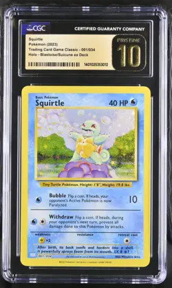 CGC PRISTINE 10 Squirtle CLB 001/034 Pokemon Card LOW POP GRADED - Image 1