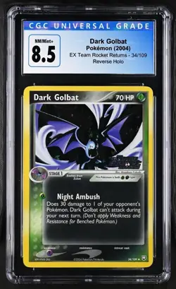 CGC 8.5 DARK GOLBAT 34 EX TEAM ROCKET RETURNS REVERSE HOLO POKEMON NM/MINT+ - Image 1