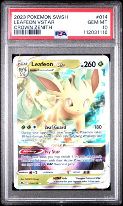 2023 POKEMON SWORD & SHIELD CROWN ZENITH #014 LEAFEON VSTAR PSA 10 - Image 1