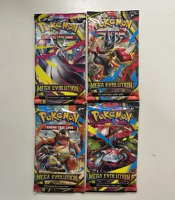 Pokemon TCG - 4x Mega Evolution Booster Pack Art Set - Sealed - Image 1