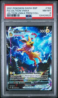2021 POKEMON SWSH BLACK STAR PROMO #184 FULL ART/JOLTEON VMAX PSA 8 - Image 1