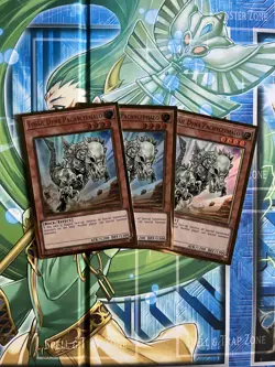 3x Yugioh Fossil Dyna Pachycephalo MGED-EN008 Gold Rare 1st Ed NM - Image 1