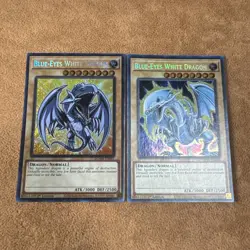 🔥 2x YUGIOH Blue-Eyes White Dragon MP22-EN266 BLMM-EN001 CHIBI ART SECRET RARE - Image 2