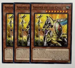 3x Yugioh Playset Sphinx of the Cycle DOOD-EN028 Common 1st Ed Near Mint - Image 1