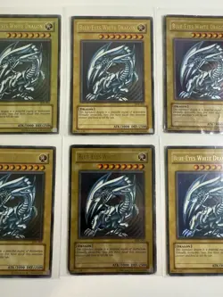 2002 Yugioh Blue-Eyes White Dragon SDK Lot of 6 Cards DMG-MP - Image 3