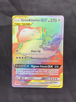 Pokemon Cards: Team Up Secret Rare: Eevee & Snorlax GX 191/181 - Image 1
