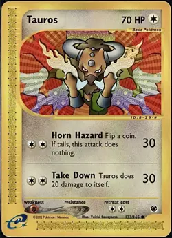 LP Non-Holo Tauros Pokemon Card | Vintage Common e-Reader | Expedition 133/165 - Image 1