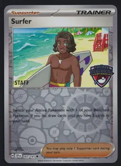 Pokemon TCG Surfer 187/191 STAFF Stamped Regional Championship Promo Card - Image 1