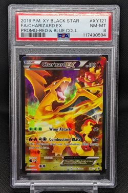 PSA 8 Charizard EX XY121 Black Star Promo FULL ART HOLO PROMO Pokemon Card - Image 1