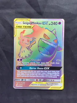 Pokemon Cards: Team Up Secret Rare: Gengar & Mimikyu GX 186/181 - Image 1