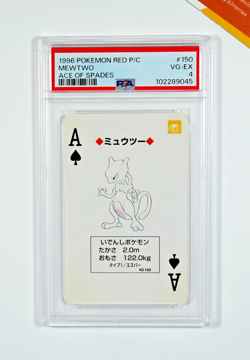 Pokemon PSA 4 Mewtwo #150 Ace Of Spades Poker Red Playing Cards 1996 Japanese - Image 1