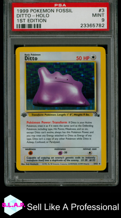DITTO-HOLO 1ST EDITION POKEMON FOSSIL 1999 3 PSA 9 - Image 1