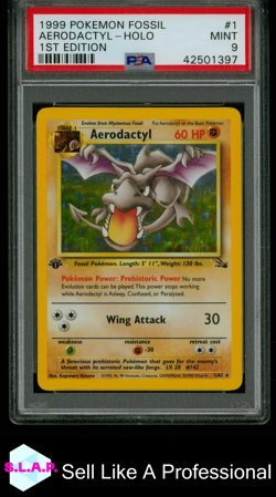 AERODACTYL-HOLO 1ST EDITION POKEMON FOSSIL 1999 1 PSA 9 - Image 1