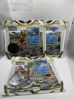 Pokemon Brilliant Stars 3 Pack Blisters Glaceon Sealed New (9 Packs In Total) - Image 1