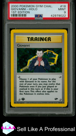 GIOVANNI-HOLO 1ST EDITION POKEMON GYM CHALLENGE 2000 18 PSA 9 - Image 1