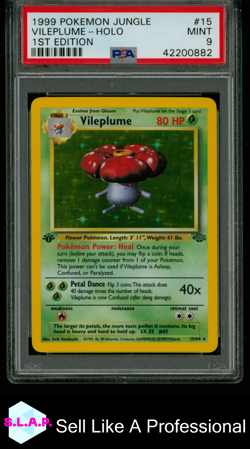 VILEPLUME-HOLO 1ST EDITION POKEMON JUNGLE 1999 15 PSA 9 - Image 1