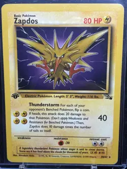 Pokemon TCG Zapdos First Edition Fossil Rare Card 30/62 - Image 1