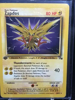 Pokemon TCG Zapdos First Edition Fossil Rare Card 30/62 - Image 2