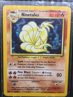 Pokemon TCG Ninetales Base Set Holo Unlimited Rare Card 12/102 LP Condition - Image 2